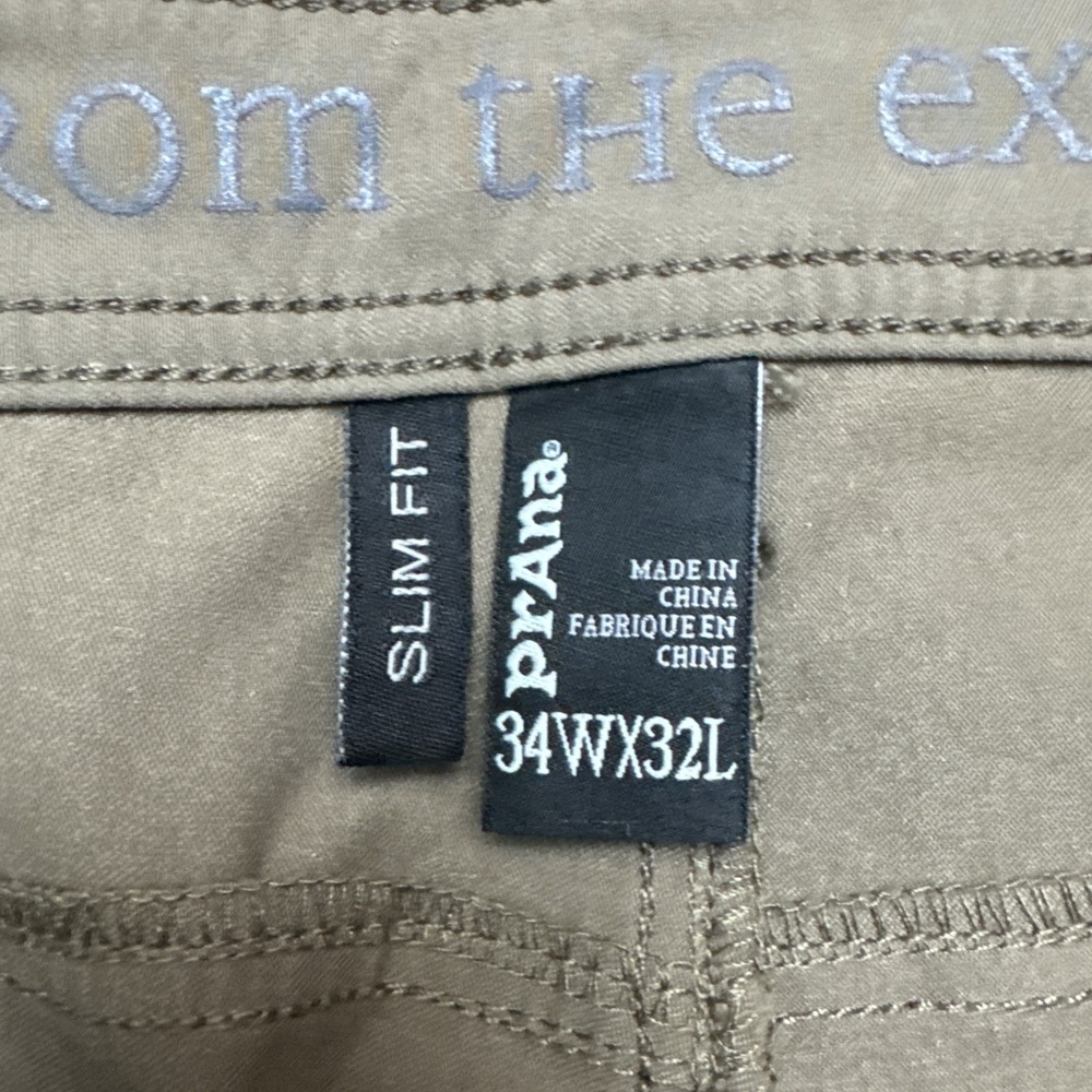 PrAna Brion Pants Men's 34x29 Straight‎ Nylon Blend Stretch Slim Fit Brown Green - Picture 8 of 11